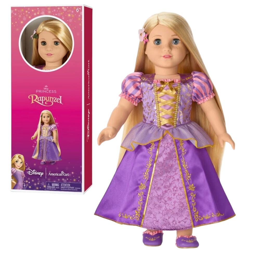 American Girl Disney Princess Rapunzel Doll Dress Shoes Long Hair Flower New Box